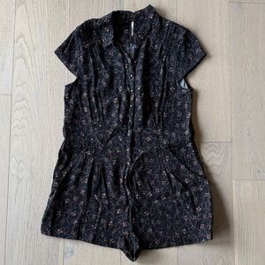 Free People Black Floral Romper